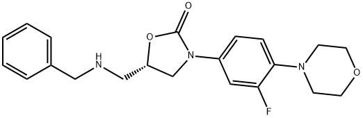 2-Oxazolidinone, 3-[3-fluoro-4-(4-morpholinyl)phenyl]-5-[[(phenylmethyl)amino]methyl]-, (5S)- 结构式