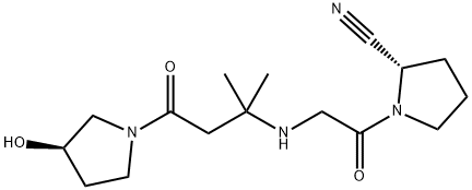 2-Pyrrolidinecarbonitrile, 1-[2-[[3-[(3R)-3-hydroxy-1-pyrrolidinyl]-1,1-dimethyl-3-oxopropyl]amino]acetyl]-, (2S)- 结构式