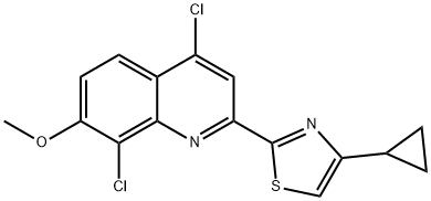 4,8-Dichloro-2-(4-cyclopropyl-1,3-thiazol-2-yl)-7-methoxyquinoline 结构式