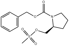 1-Pyrrolidinecarboxylic acid, 2-[[(methylsulfonyl)oxy]methyl]-, phenylmethyl ester, (2S)- 结构式