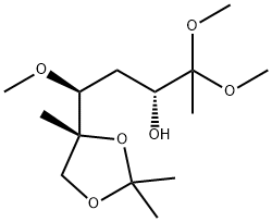 arabino-2-Heptulose, 1,4-dideoxy-6-C-methyl-5-O-methyl-6,7-O-(1-methylethylidene)-, dimethyl acetal 结构式