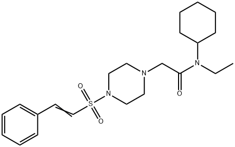 N-cyclohexyl-N-ethyl-2-[4-(2-phenylethenesulfonyl )piperazin-1-yl]acetamide 结构式