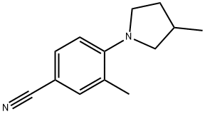 3-methyl-4-(3-methylpyrrolidin-1-yl)benzonitrile 结构式