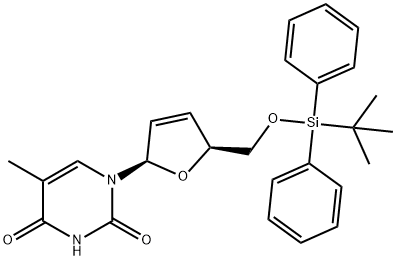 Thymidine, 2',3'-didehydro-3'-deoxy-5'-O-[(1,1-dimethylethyl)diphenylsilyl]- (9CI) 结构式