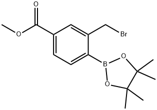 Benzoic acid, 3-(bromomethyl)-4-(4,4,5,5-tetramethyl-1,3,2-dioxaborolan-2-yl)-, methyl ester 结构式