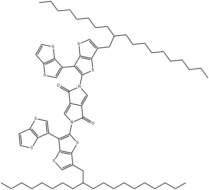 2,5-双(2-辛基十二烷基)-3,6-双(噻吩并[3,2-B]噻吩-2-基)-2,5-二氢吡咯并[3.4-C]吡咯-1,4-二酮(DBTBOD-1) 结构式