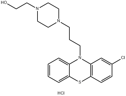 1-Piperazineethanol, 4-[3-(2-chloro-10H-phenothiazin-10-yl)propyl]-, hydrochloride (1:3) 结构式