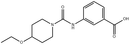 3-[(4-乙氧基哌啶-1-羰基)氨基]苯甲酸 结构式