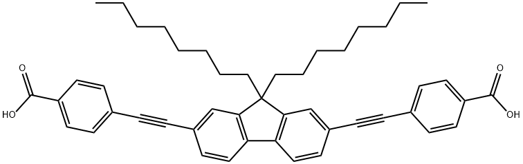 Benzoic acid, 4,4'-[(9,9-dioctyl-9H-fluorene-2,7-diyl)di-2,1-ethynediyl]bis- 结构式