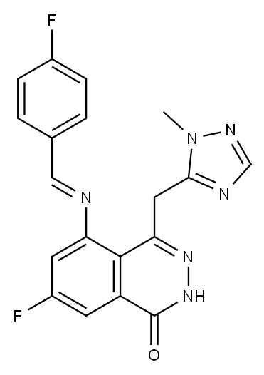 1(2H)-Phthalazinone, 7-fluoro-5-[(E)-[(4-fluorophenyl)methylene]amino]-4-[(1-methyl-1H-1,2,4-triazol-5-yl)methyl]- 结构式