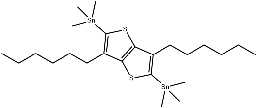 Stannane, 1,1'-(3,6-dihexylthieno[3,2-b]thiophene-2,5-diyl)bis[1,1,1-trimethyl- 结构式