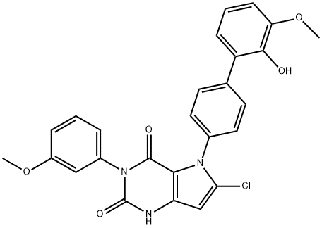 6-氯-5-(2'-羟基-3'-甲氧基-[1,1'-联苯]-4-基)-3-(3-甲氧基苯基)-1H-吡咯并[3,2-D]嘧啶-2,4(3H,5H)-二酮 结构式