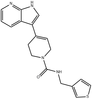 4-{1H-pyrrolo[2,3-b]pyridin-3-yl}-N-[(thiophen-3-yl)methyl]-1,2,3,6-tetrahydropyridine-1-carboxamide 结构式