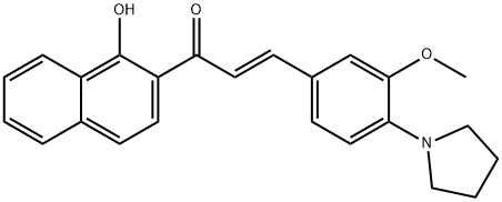 (2E)-1-(1-Hydroxynaphthalen-2-yl)-3-[3-methoxy-4-(pyrrolidin-1-yl)phenyl]prop-2-en-1-one 结构式