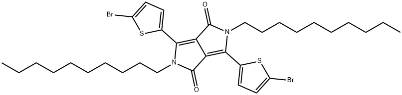 3,6-Bis(5-bromo-thiophen-2-yl)-2,5-di-n-decylpyrrolo[3,4-c]-pyrrole-1,4-dione 结构式