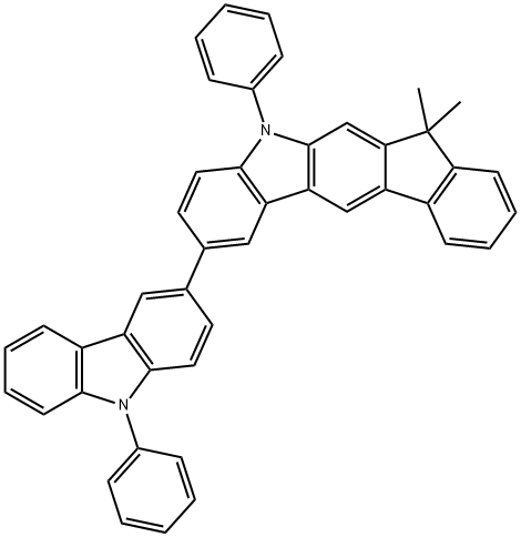 7,7-DIMETHYL-5-PHENYL-2-(9-PHENYL-9H-CARBAZOL-3-YL)-5,7-DIHYDROINDENO[2,1-B]CARBAZOLE 结构式