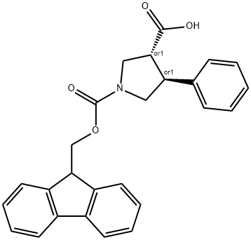 (3R,4S)-1-(((9H-芴-9-基)甲氧基)羰基)-4-苯基吡咯烷-3-羧酸 结构式