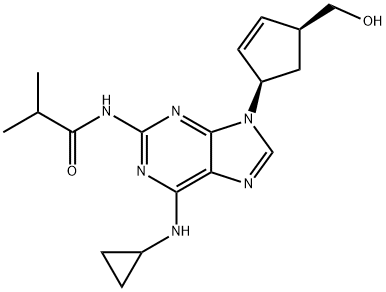 Propanamide, N-[6-(cyclopropylamino)-9-[(1R,4S)-4-(hydroxymethyl)-2-cyclopenten-1-yl]-9H-purin-2-yl]-2-methyl- 结构式