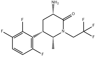 (3S,5S,6R)-3-胺基-6-甲基-1-(2,2,2-三氟乙烷基)-5-(2,3,6-三氟苯基)哌啶-2-酮 结构式