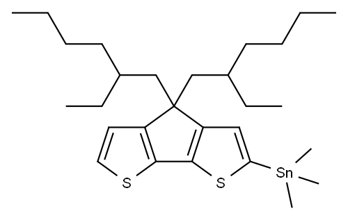 [4,4-双(2-乙基己基)-4H-环戊二烯[2,1-b:3,4-b']二噻吩-2-基]三甲基-锡烷 结构式