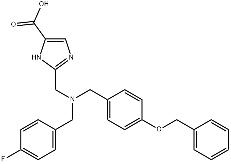1H-Imidazole-5-carboxylic acid, 2-[[[(4-fluorophenyl)methyl][[4-(phenylmethoxy)phenyl]methyl]amino]methyl]- 结构式