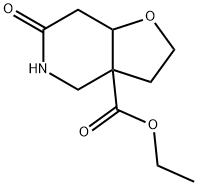 (3AR,7AR)-乙基 6-氧亚基八氢呋喃并[3,2-C]吡啶-3A-甲酸基酯 结构式