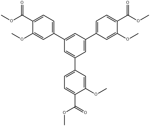 dimethyl 3,3''-dimethoxy-5'-(3-methoxy-4-(methoxycarbonyl)phenyl)-[1,1':3',1''-terphenyl]-4,4''-dicarboxylate 结构式