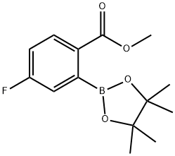 4-氟-2-(4,4,5,5-四甲基-1,3,2-二氧杂硼杂环戊烷-2-基)苯甲酸甲酯 结构式