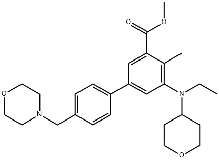 [1,1'-BIPHENYL]-3-CARBOXYLIC ACID, 5-[ETHYL(TETRAHYDRO-2H-PYRAN-4-YL)AMINO]-4-METHYL-4'-(4-MORPHOLINYLMETHYL)-, METHYL ESTER 结构式