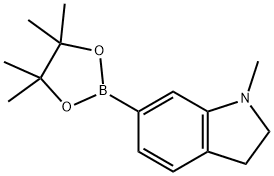 1-甲基-6-(4,4,5,5-四甲基-1,3,2-二氧硼杂环戊烷-2-基)吲哚啉 结构式