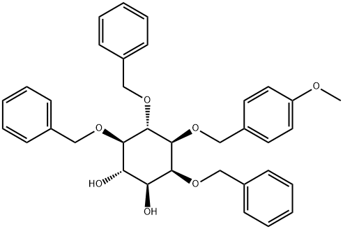 D-myo-Inositol, 1-O-(4-methoxyphenyl)methyl-2,5,6-tris-O-(phenylmethyl)- 结构式