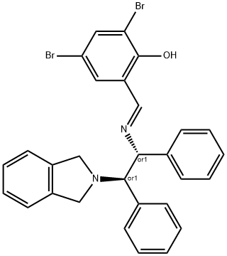 2,4-二溴-6-[(<I>E</I>)-[[(1<I>R</I>,2<I>R</I>)-2-(异吲哚啉-2-基)-1,2-二苯基乙基]亚氨基]甲基]苯酚 结构式