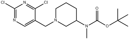 [1-(2,4-Dichloro-pyrimidin-5-ylmethyl)-piperidin-3-yl]-methyl-carbamic acid tert-butyl ester 结构式