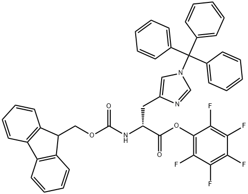 (2,3,4,5,6-pentafluorophenyl) (2R)-2-(9H-fluoren-9-ylmethoxycarbonylamino)-3-(1-tritylimidazol-4-yl)propanoate 结构式