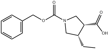 (3R,4S)-1-((苄氧羰基)-4-乙基吡咯烷-3-羧酸 结构式