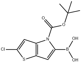 (4-(tert-Butoxycarbonyl)-2-chloro-4H-thieno[3,2-b]pyrrol-5-yl)boronic acid 结构式