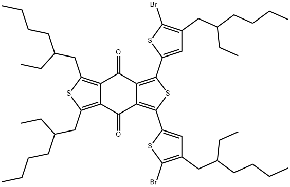 1,3-双[(5-溴-4-(2-乙基己基)噻吩-2-基]-5,7--双(2-乙基己基)苯并[1,2-C:4,5-C']二噻吩-4,8-二酮 结构式