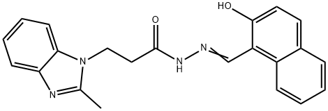 N′-[(E)-(2-Hydroxynaphthalen-1-yl)methylidene]-3-(2-methyl-1H-benzimidazol-1-yl)propanehydrazide) 结构式