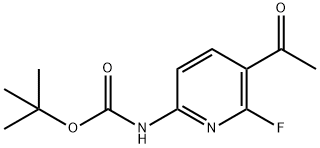 叔丁基(5-乙酰基-6-氟吡啶-2-基)氨基甲酸酯 结构式