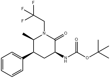 Carbamic acid, N-[(3S,5S,6R)-6-methyl-2-oxo-5-phenyl-1-(2,2,2-trifluoroethyl)-3-piperidinyl]-, 1,1-dimethylethyl ester 结构式