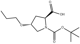 (2S,4R)-1-(叔丁氧羰基)-4-丙氧基吡咯烷-2-羧酸 结构式