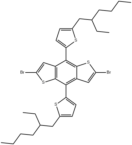 2,6-二溴-4,8-双(5-(2-乙基己基)噻吩-2-基)苯并【1,2-B:4,5-B'】二噻吩 结构式