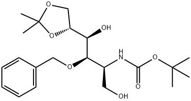 D-Glucitol, 2-deoxy-2-(1,1-dimethylethoxy)carbonylamino-5,6-O-(1-methylethylidene)-3-O-(phenylmethyl)- 结构式