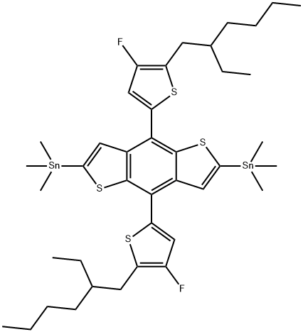 IN1771, (4,8-双(5-(2-乙基己基)-4-氟噻吩基)苯并[1,2-B:4,5-B']二噻吩基)双(三甲基锡基) 结构式