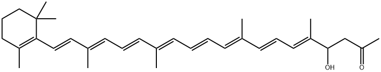 (5E,7E,9E,11E,13E,15E,17E,19E)-4-Hydroxy-5,9,14,18-tetramethyl-20-(2,6,6-trimethyl-1-cyclohexen-1-yl)-5,7,9,11,13,15,17,19-icosaocten-2-one 结构式