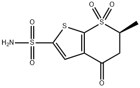 4H-Thieno[2,3-b]thiopyran-2-sulfonamide, 5,6-dihydro-6-methyl-4-oxo-, 7,7-dioxide, (S)- (9CI) 结构式