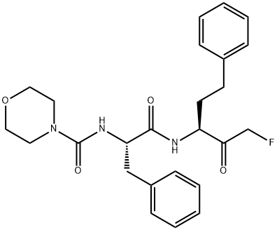 4-Morpholinecarboxamide, N-[(1S)-2-[[(1S)-3-fluoro-2-oxo-1-(2-phenylethyl)propyl]amino]-2-oxo-1-(phenylmethyl)ethyl]- 结构式