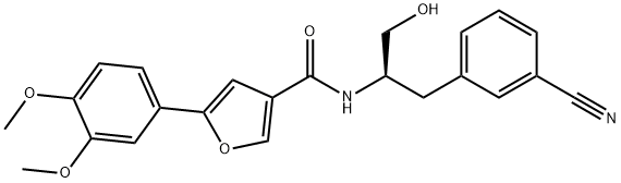 3-Furancarboxamide, N-[(1R)-2-(3-cyanophenyl)-1-(hydroxymethyl)ethyl]-5-(3,4-dimethoxyphenyl)- 结构式