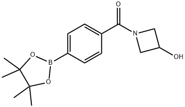 (3-羟基氮杂环丁烷-1-基)(4-(4,4,5,5-四甲基-1,3,2-二氧杂硼烷-2-基)苯基)甲酮 结构式