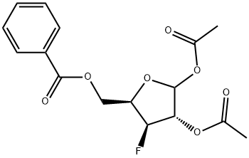 1,2-DI-O-ACETYL-5-O-BENZOYL-3-DEOXY-3-FLUORO-D-XYLOFURANOSE 结构式